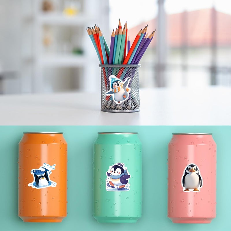 PIBIMoicy 500Pcs Cute Penguin Paper Stickers,Christmas Xmas Winter Wonderland Holiday Birthday Baby Shower Party Favors Supplies Decorations Penguin Sticker Labels - Image 3